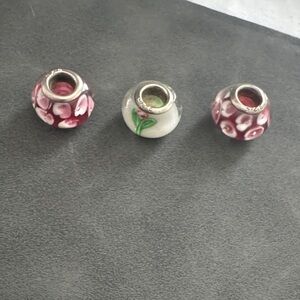Pandora murano glass/ sterling silver beads.